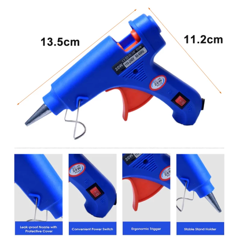 20W EU Plug glue gun.30pcs/10pcs rubber sticks. DIY mini electric heating temperature repair tool. Christmas and Halloween gifts