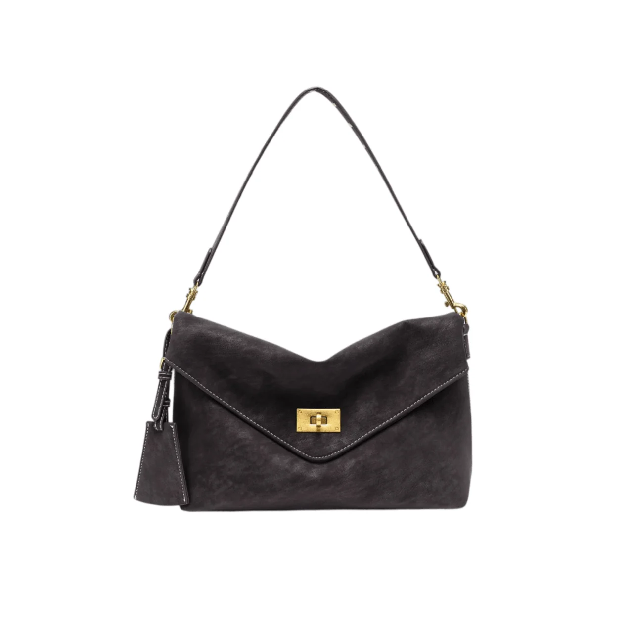 New Elegant Minimalist Shoulder Bag For Women, Large Capacity Niche Lock Clasp Underarm Bag, Relaxed Fashion Versatile Handbag C