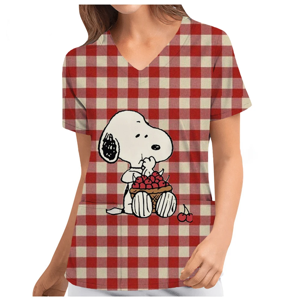 Nursing Uniform Female Dental Snoopy print Medical Scrubs Tops Pet Grooming Veterinary Supplies Nurse Women Uniforms Shirt