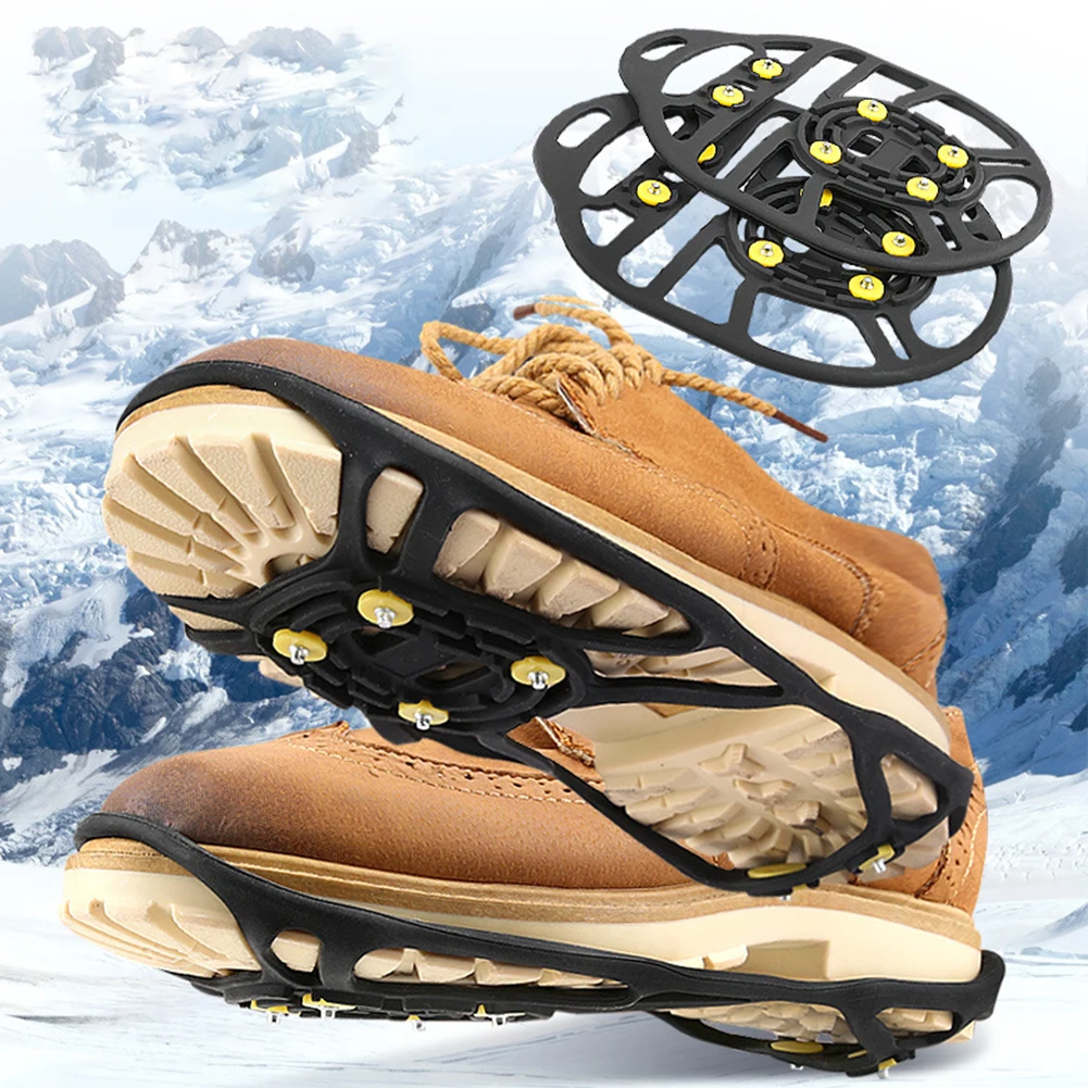 6 unhas grampos de gelo gelo neve tração grampos anti-skid spikes crampons portátil spikes apertos grampos para caminhadas