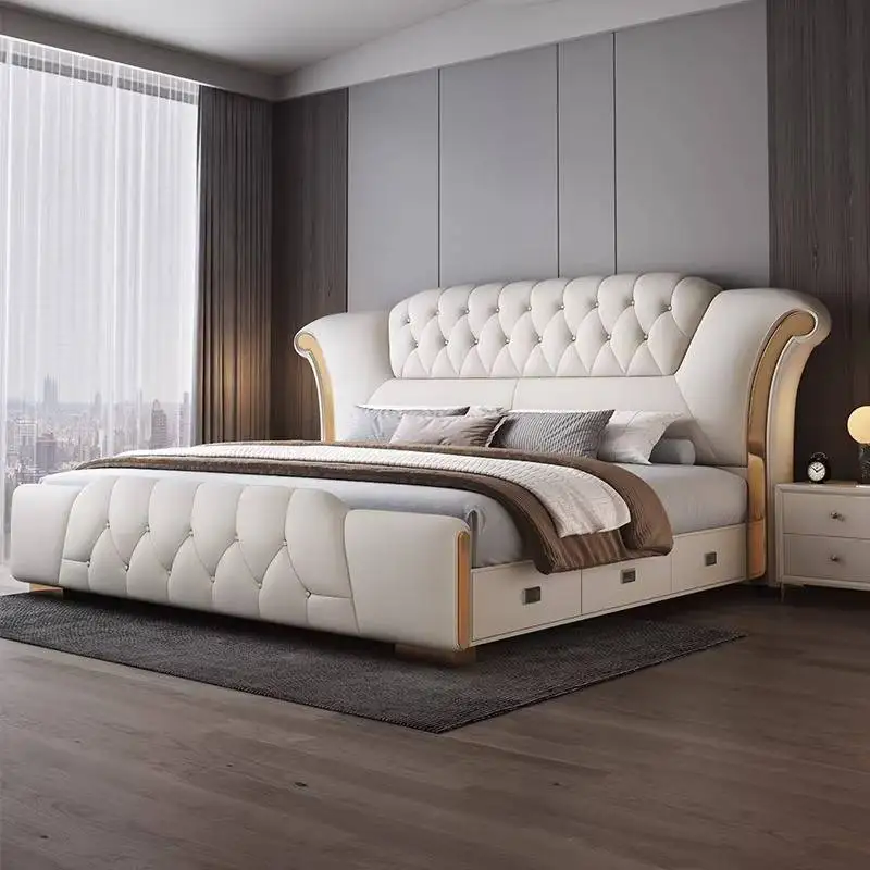 Luxury Decoration Bed Frames Lumbar Support Cute Modern Bedroom Bed Frames Bases Storage Household Letto Matrimoniale Furniture