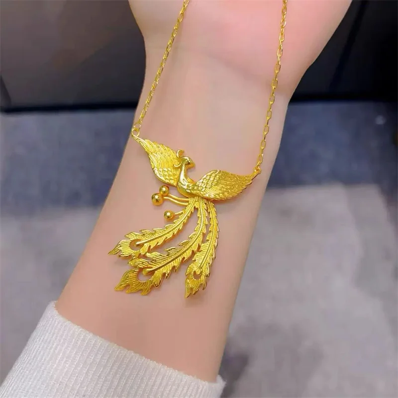 

Кулон Феникс в этническом стиле, женские ювелирные изделия, изысканное рельефное ожерелье с летающей птицей для женщин, свадебные аксессуары
