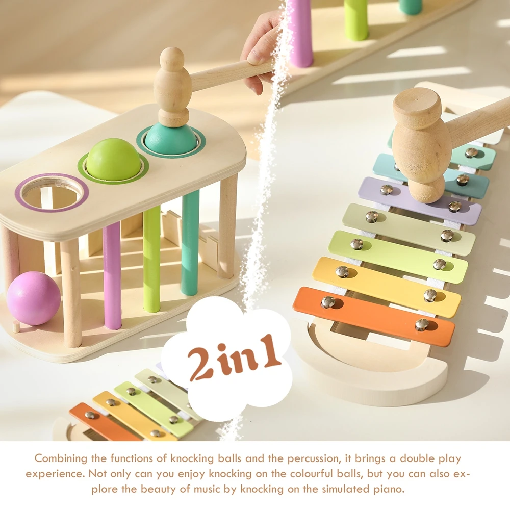 Jouets musicaux en bois pour bébé, ensembles de xylophone PerSCH, jeu de taupe, jouets en bois pour bébé, 6 à 12 mois, 2 pièces