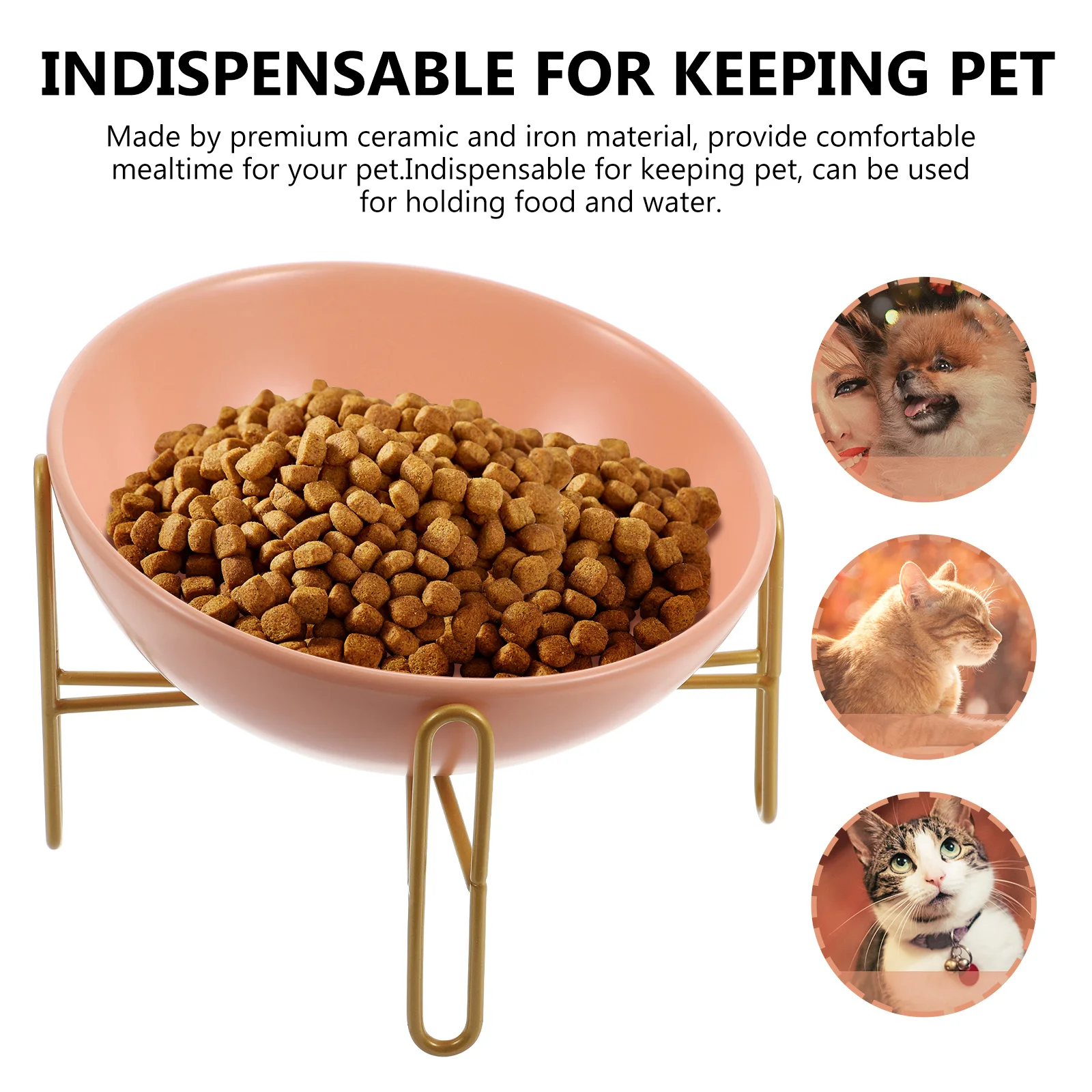 

1Pcs Spaceship Cat Bowl Ceramic Pet Food Container Iron Rack Anti Spill Feeding Bowl Durable Feeder Ceramic Pet Container