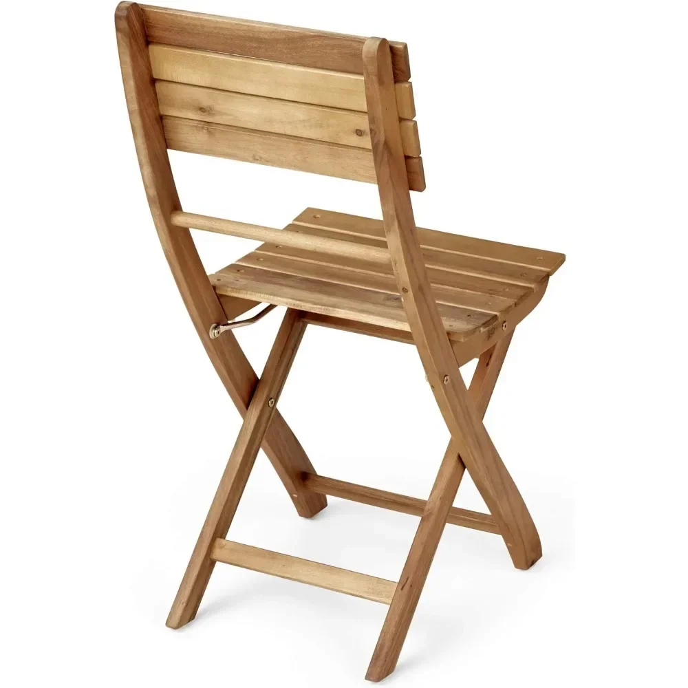 

For 2-Pcs Set Portable Folding Chair Outdoor Acacia Wood Foldable Dining Chairs Natural Stained Furniture