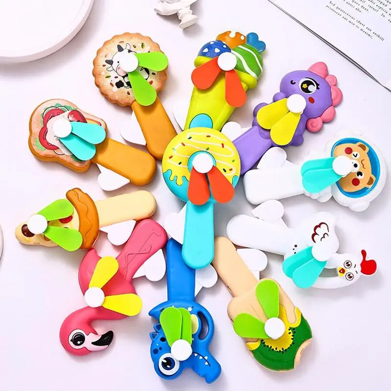 (BF06)Random 1Pc Mini Fan Cartoon Cute Ice Cream Cookies Mini Summer Portable Hand Pressure Fan Toy For Kid Adult Birthday Gift