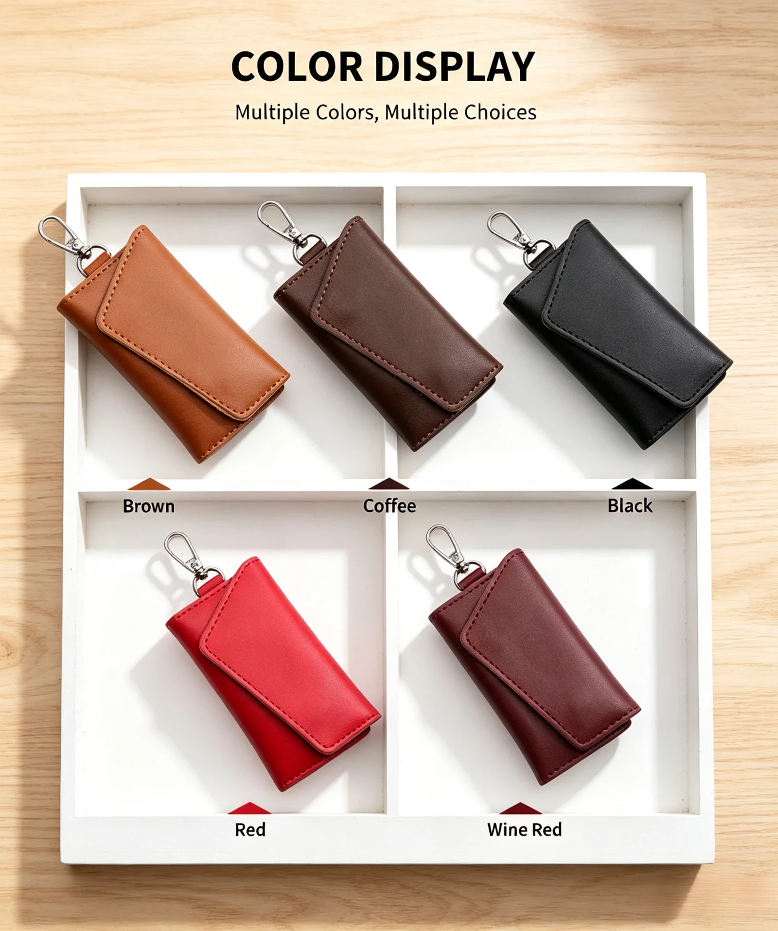 Echtes Leder Schlüsselanhänger Schlüsselhalter Organizer Tasche Autoschlüssel-Geldbörse Haushaltshelfer-Etui Mini-Kartenetui für Männer und Frauen Hochwertiges Geschenk – Detail 15