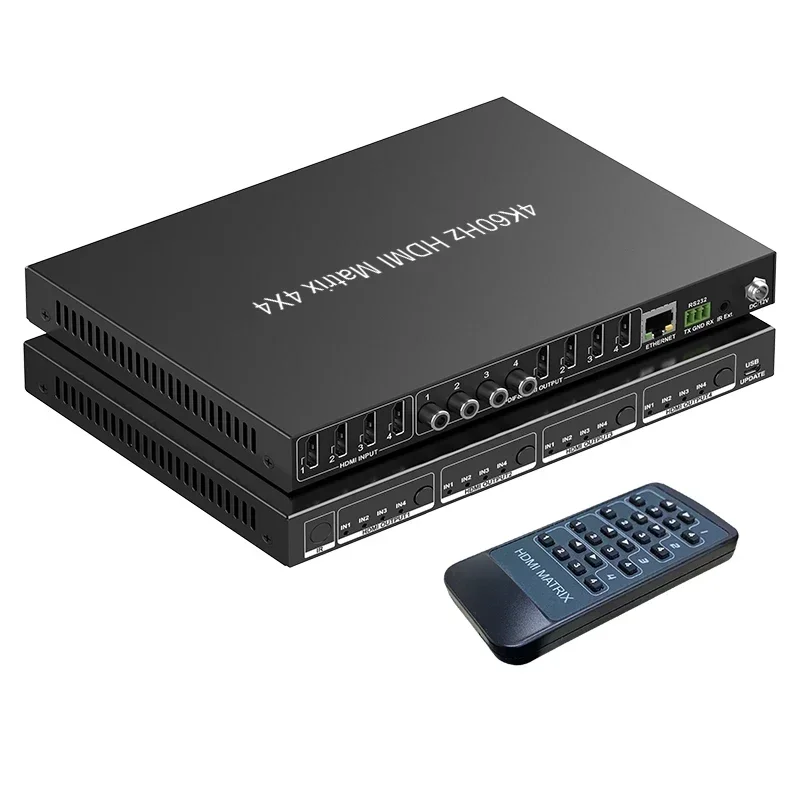 NEW 4x4 hdm matrix video wall processor and matrix switcher Ir Control 3D Pdif  4K@60HZ HDMI 2.0 hdmi Matrix switch