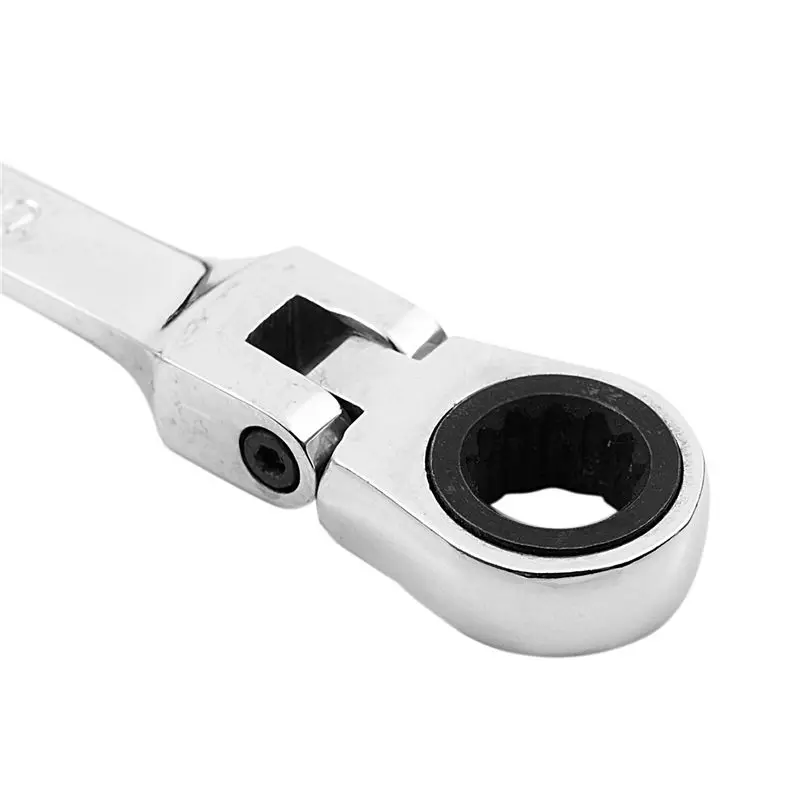 ABGH-2Pc Flexible Head Ratchet Metric Spanner Open End And Ring Wrenches Tool 10Mm