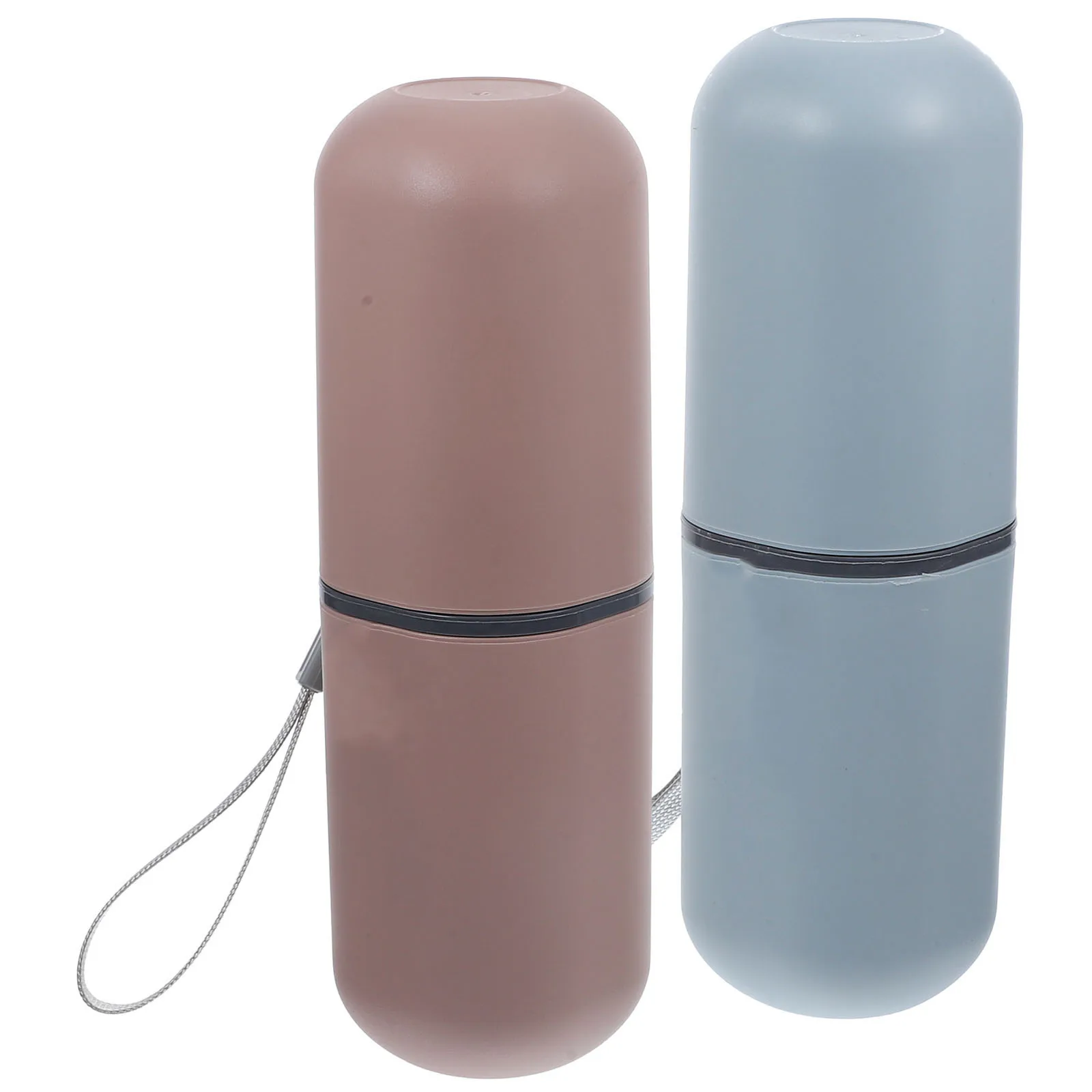 

2pcs Portable Toothbrush Cup Washing Cup Toothbrush Storage Box Holder for Travel Hiking Camping ( Color)