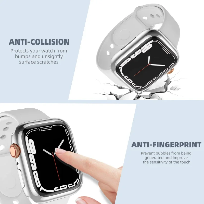 TPU Cover for apple watch case series 9 8 7 6 5 4 3 SE 41mm 45mm 38-42-44-40mm screen protector for apple watch band Accessories