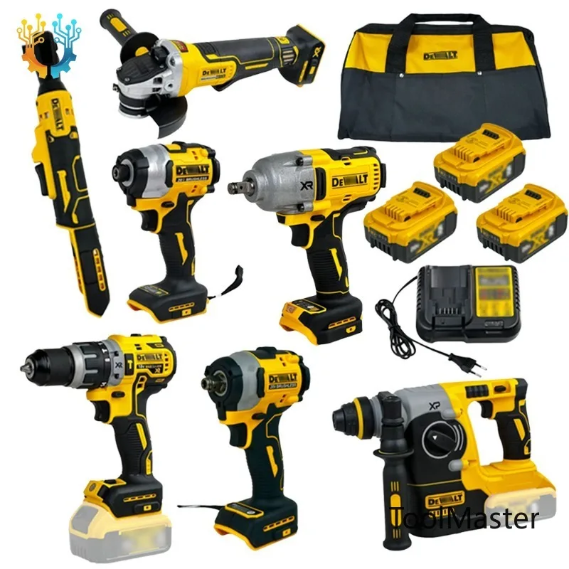 

[2026]Lithium-ion Battery Electric Wrench Drill Grinder Screwdriver Ratchet Spanner 20V Cordless 7-in-1 Power Tools Set