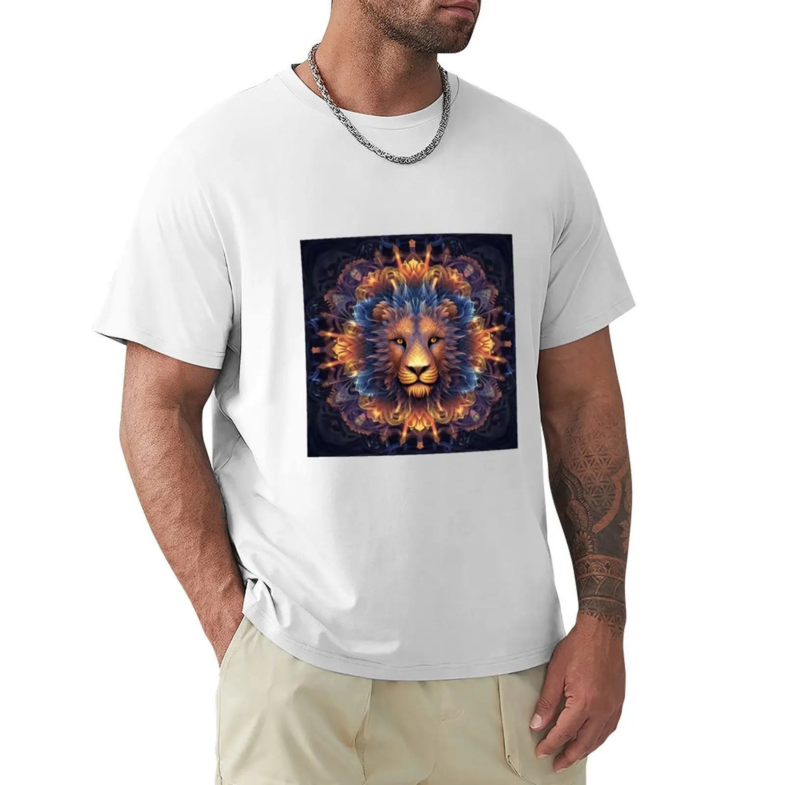 Kaleidoscope Lion T-Shirt blacks summer top aesthetic clothes Men's t shirts