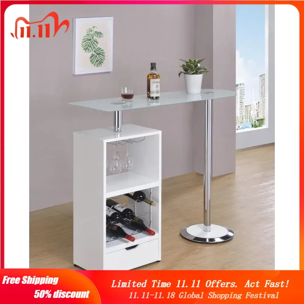 

Bar Table W/Wine Storage White 120452