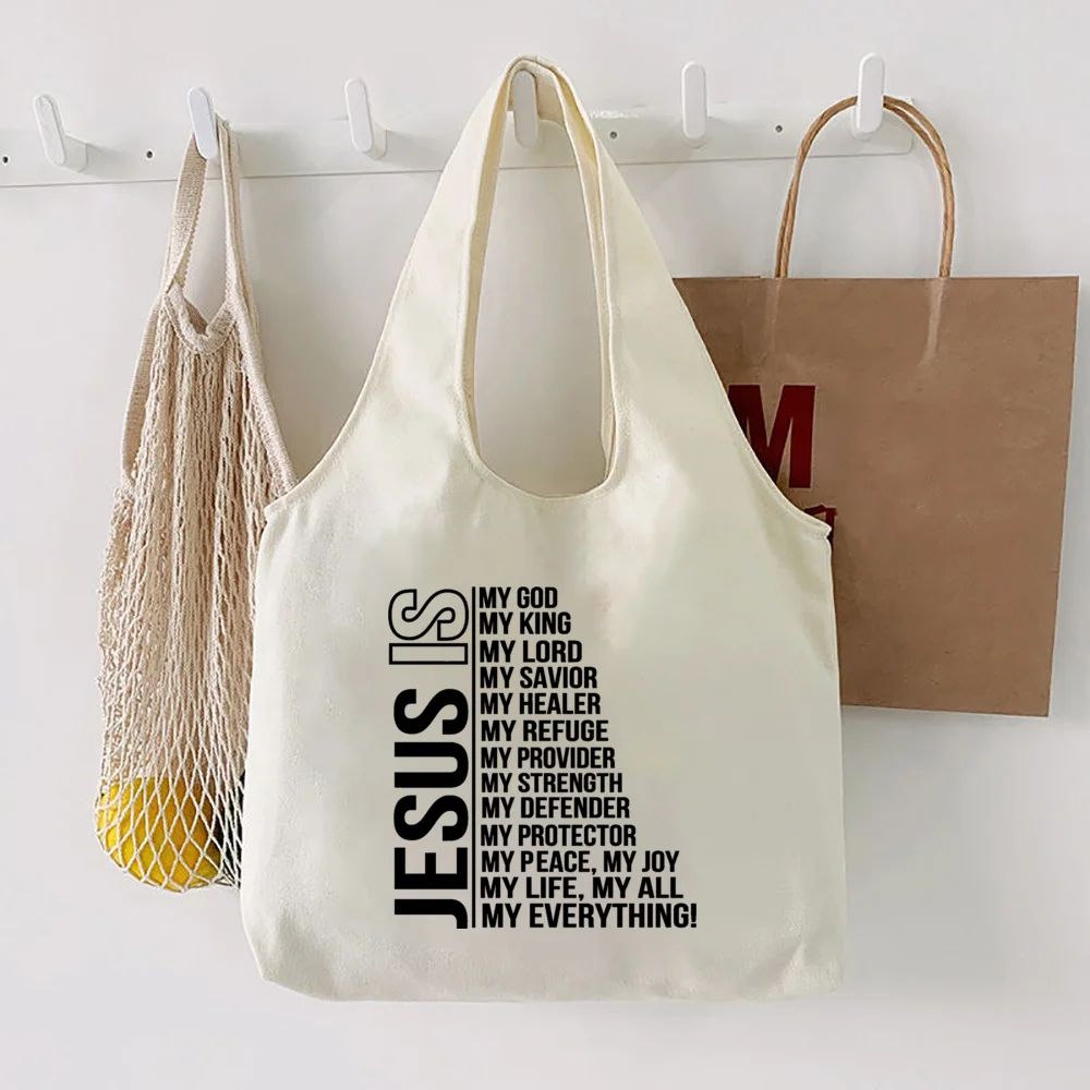 Faith Hope Love Print Tote Bag Literary Christian Canvas Shoulder Bags School Book Bag Girl Shopping Bags Travel Large Handbags