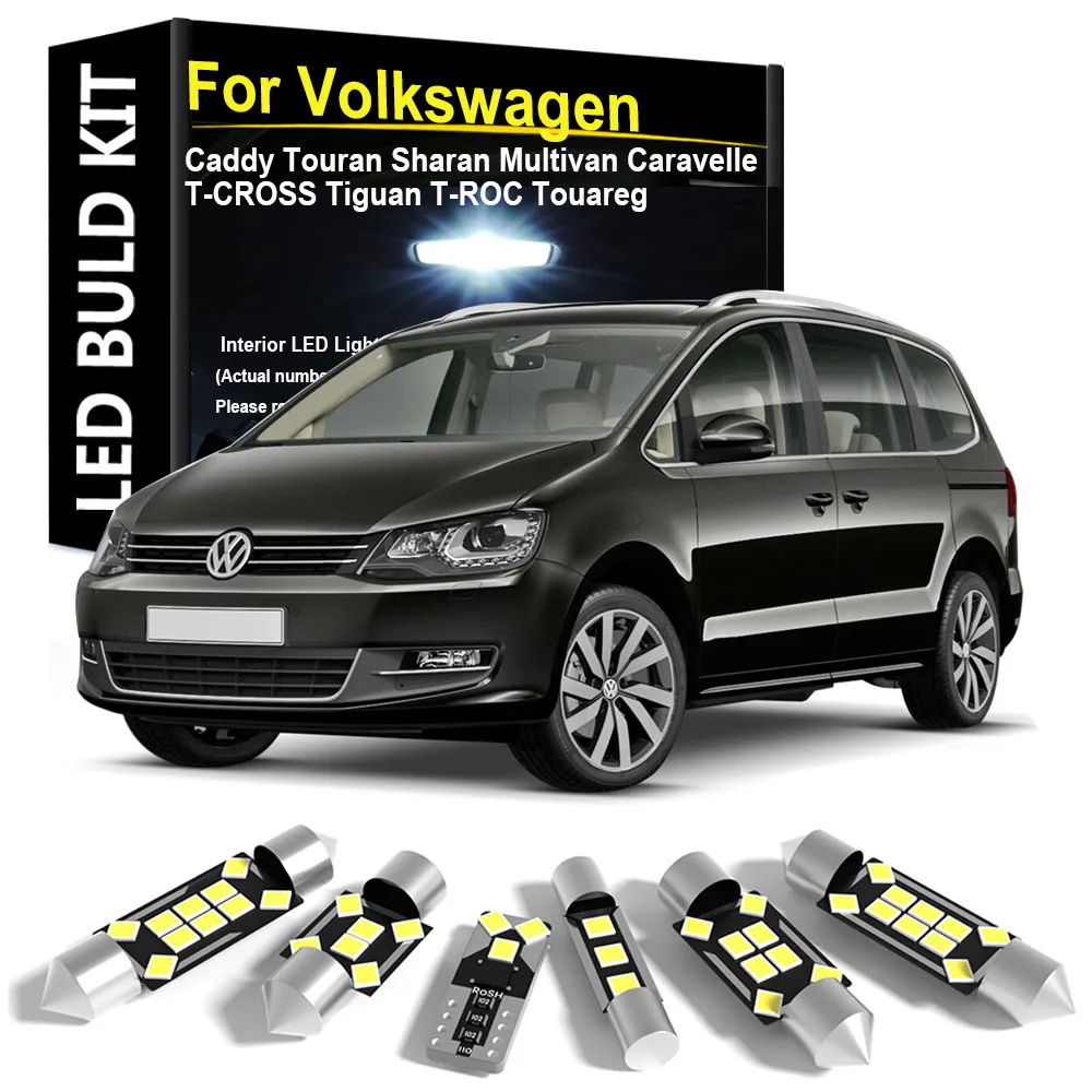 

Светодиодный внутренний светильник автомобиля для VW Volkswagen Caddy 3 4 Touran Sharan Multivan Caravelle T4 T5 T6 T-CROSS Tiguan T-ROC Touareg Canbus