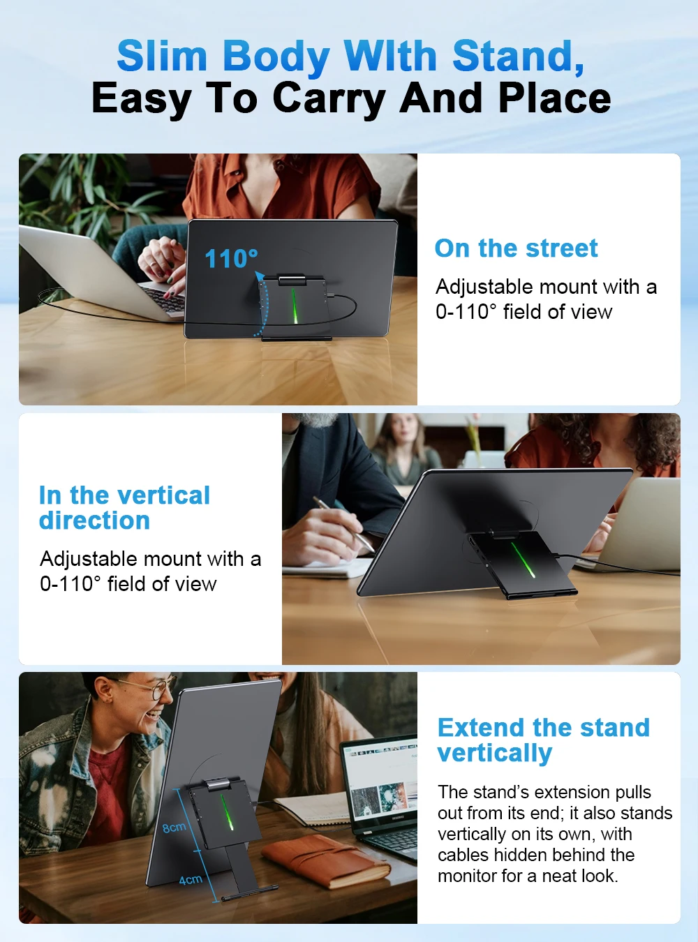 Monitor portátil UPERFECT 15,6 polegadas touchscreen FHD IPS LCD HDMI TYPE C Mobile Display compatível com PS4/PS5/XBOX/Switch/PC/Mac/celular com USB 3.1/HP Elitebook Lenovo Laptop