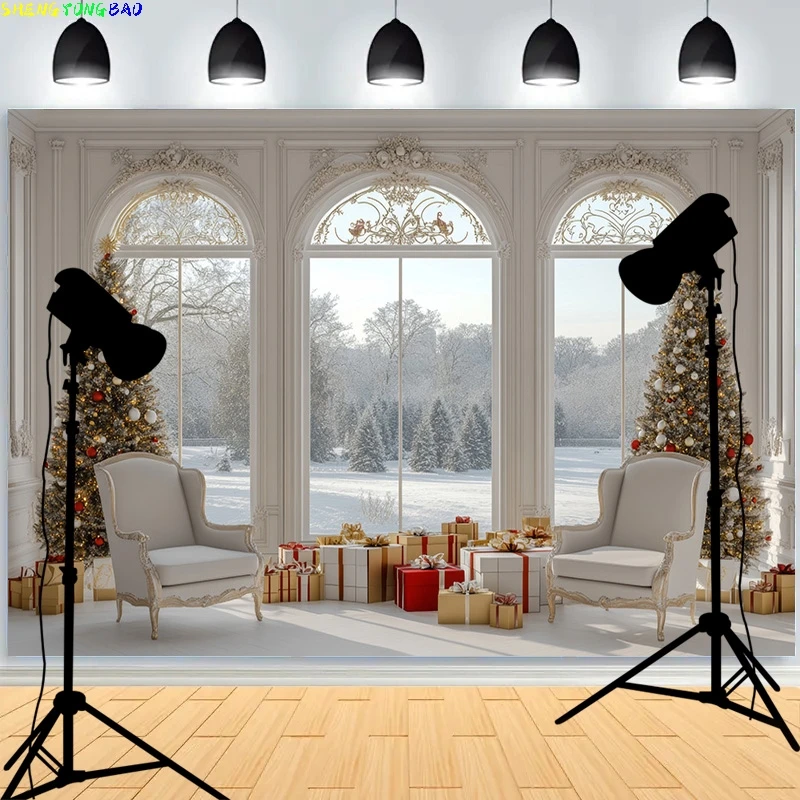 New Year Christmas Day Festival Photography Backdrop Fireplace Winter Living Room Gift Holiday Photo Studio Background RS-29