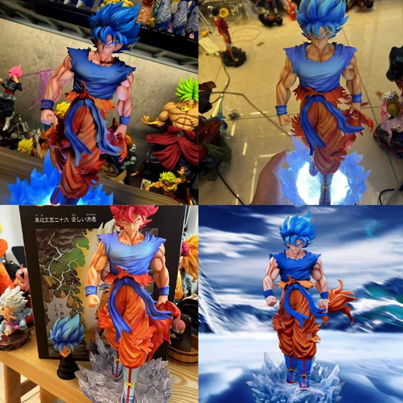 

Handmade Kirin Super Blue Goku Double-Headed Anime Carving Action Figure Trendy Play Ornament GK Model Collectible Gift