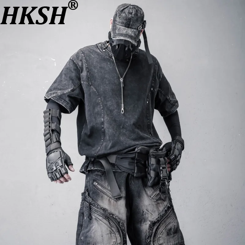 HKSH Summer New Niche Deconstructed Patchwork Short Sleeve Men Tide American Streetwear High Street Rivet Design T-shirt HK20199