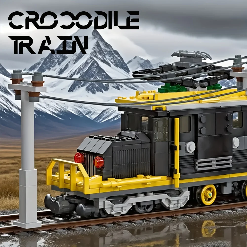 

Technic Crocodile Train Building Blocks Creative City Streetview Railway MOC Platform Rail Traffic Model Toys For Adult Gift
