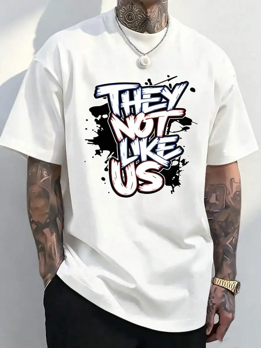 Men's Fashionable Summer Patterned Short-Sleeve T-Shirt, Cool And Stylish, With Unique Printed Designs. Letter Print Suitable For Various Occasions