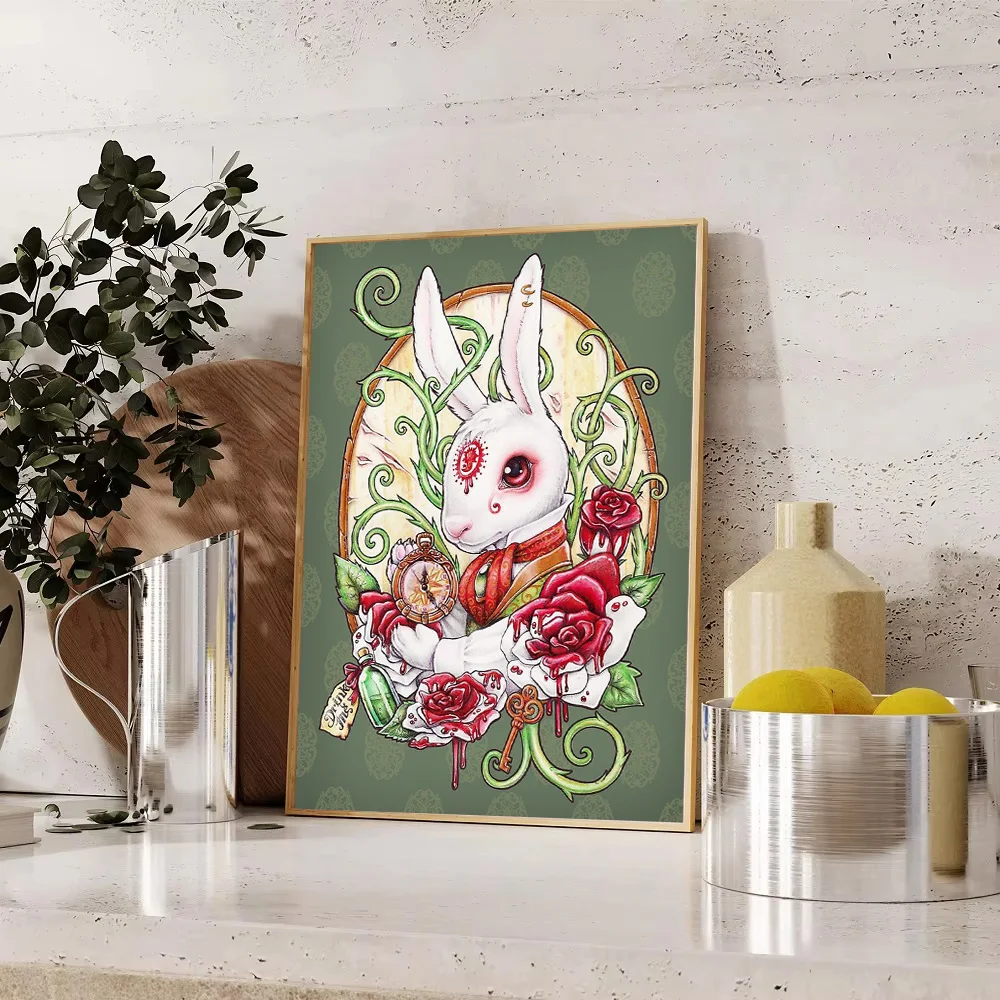 غريب الأطوار أليس في بلاد العجائب قماش الفن السريالي جدار ديكور الخيال صورة هدية فريدة ديكور المنزل فن البوب قماش طباعة