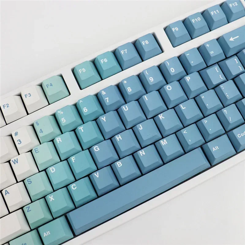 Yeti Cherry Profile PBT Material Blue And White Gradient Keycaps 23/129 Keys Dye Sublimation Keycaps For Mechanical Keyboard