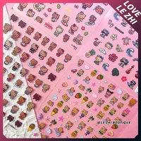 Sanrios Nail Art Decoration Stickers Hello Kitty Cartoon Black Skin Hawaii Series Cute Diy Nail Painting Girls' Decoration