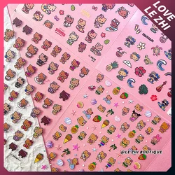 Sanrios Nail Art Decoration Stickers Hello Kitty Cartoon Black Skin Hawaii Series Cute Diy Nail Painting Girls' Decoration