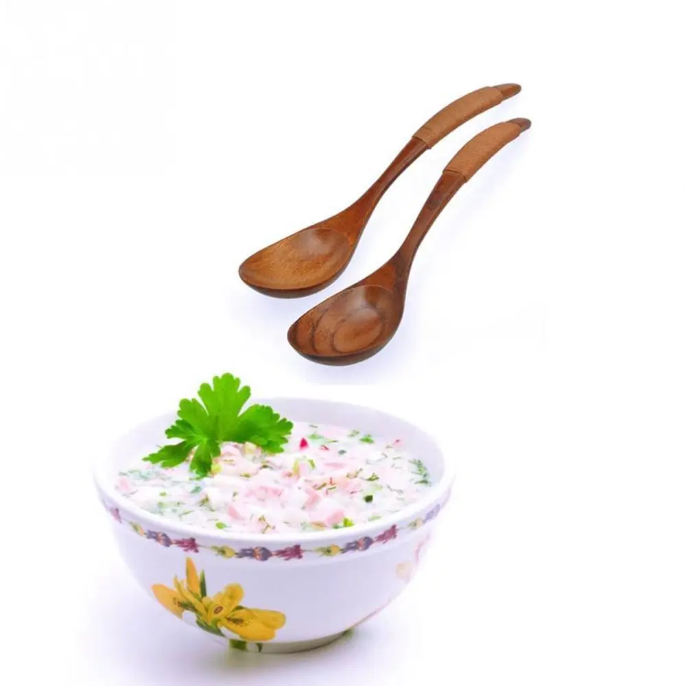 Handmade Dessert Tableware Wood Catering Scoop Hand-made Soup Spoon Kitchen Tool Cooking Utensil Wooden Spoon