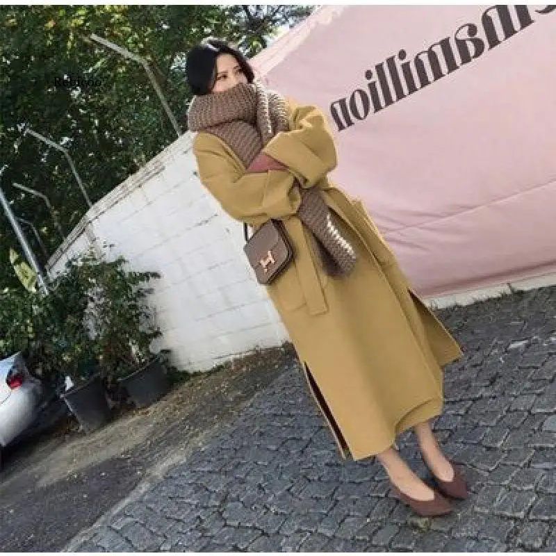 Soprabito in Cashmere donna di media lunghezza autunno inverno 2022 popolare versione coreana cappotto di lana da donna allentato stile collegiale