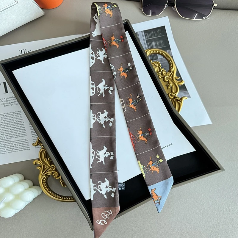 

Универсальная лента-шарф из шелка для ручек сумок, украшение для волос и головы, декоративная лента для сумок Versatile Plants War Horse