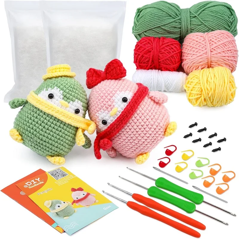 Zxiixz Non-finished Dinosaur DIY Animal Beginners Crochet Kit for Adults and Kids with Crochet Accessories and Instructions