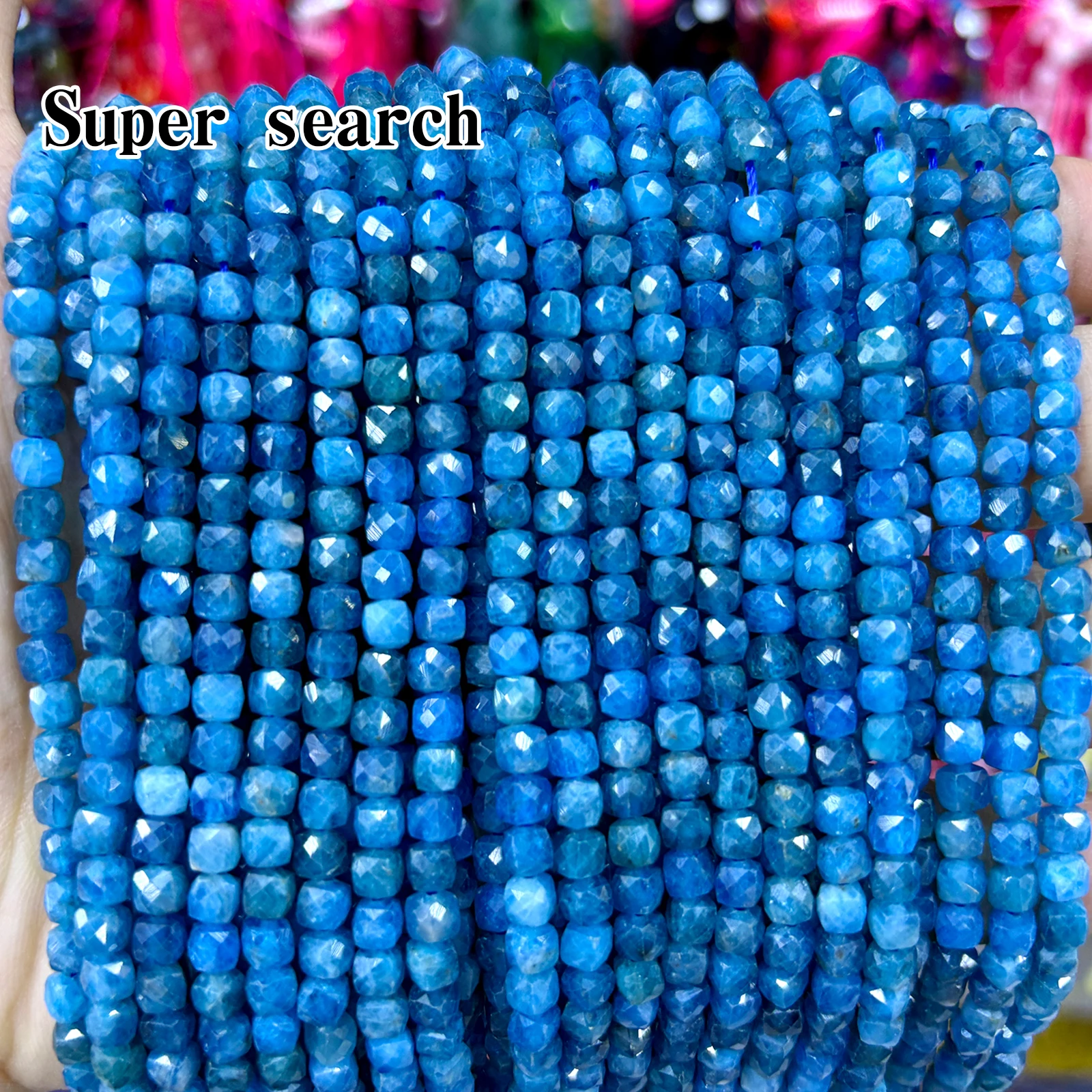 Natural Stone Faceted Squared Loose Bead Cubic Square Apatite Turquoise Fluorite Stone Accessories Making Diy Necklace Bracelet view 2