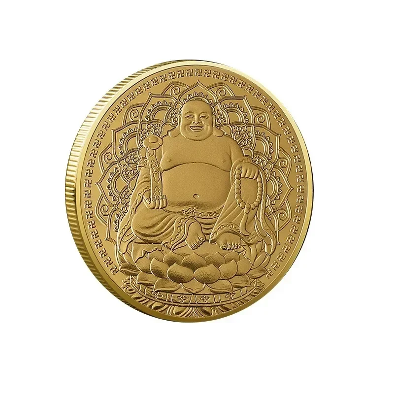 البوذية مايتريا بوذا عملة تذكارية يبتسم بوذا محظوظ عملة بوذا الرحمة المعتقد الديني الرجعية الأنواع تنقش
