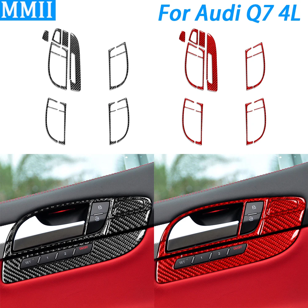 

For Audi Q7 4L 2007-2015 Real Carbon Fiber Inner Door Handle Panel Decorative Cover Car Interior Decoration Accessories Sticker