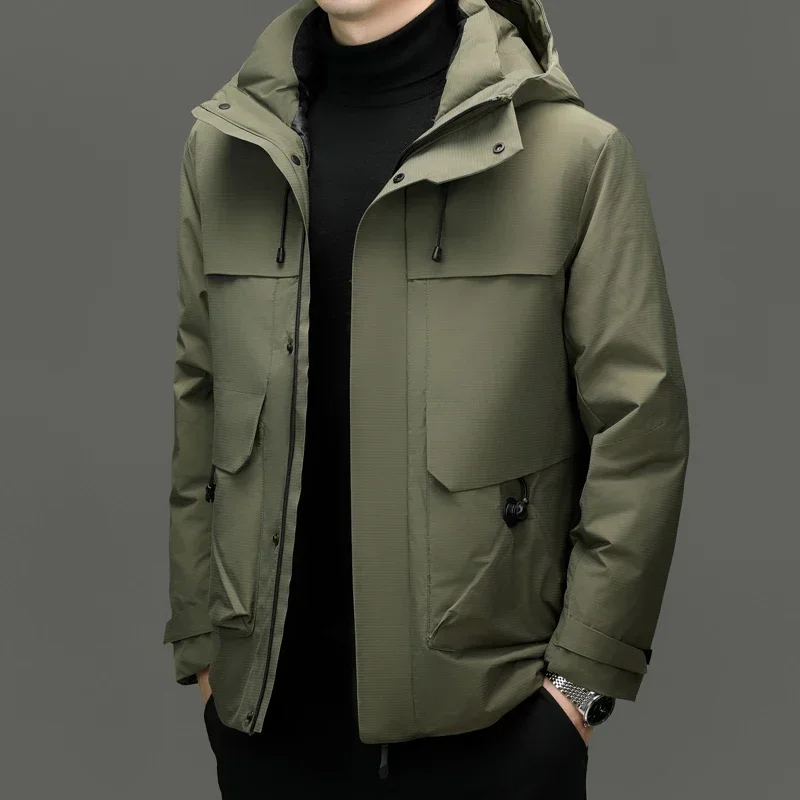 Men's Light Luxury Down Jacket 2024 New Winter Duck Down Thickened Workwear Jacket Clothing Warm Casual Coat