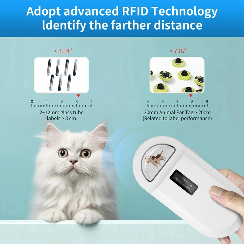 134.2Khz RFID Reader Pet Microchip Scanner Portable Animal Chip Reader For Animal ID Number Identification