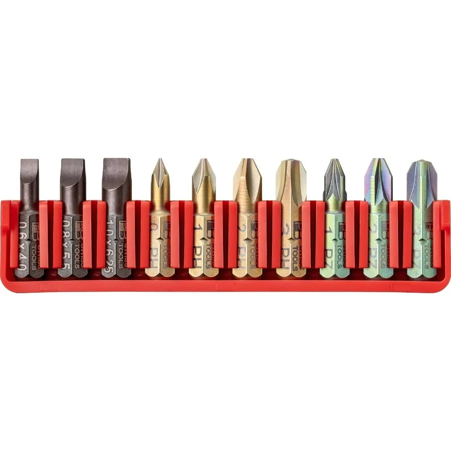 PB Swiss Tool BitBlock with 10PCS Precision Screwdriver Bits Cross Phillips Pozidriv Slotted Flat Mixed Bit Set PB C6.701 CN