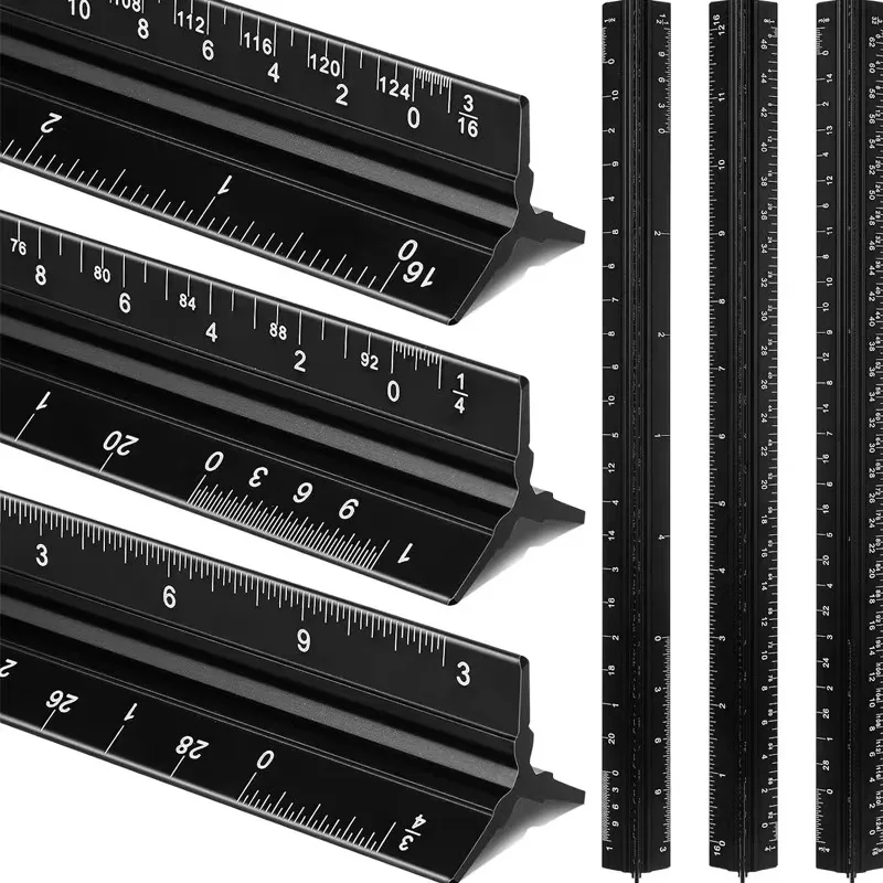 Scale Ruler, 30cm Aluminium Metal Scale Architect Engineer Technical Ruler