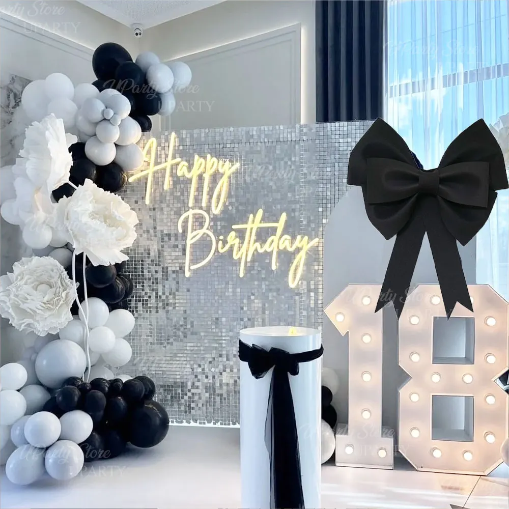 Schwarze große Kokettschleife 30/50/75 cm DIY große Schleife für Ballett Kokette Geburtstag Babyparty Hochzeit Party Hintergrund Wanddekorationen – Detail 7