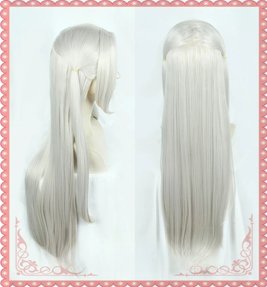 Fire Emblem: Three Houses Role-Playing Synthetic Wig Edelgard von Freseberg Long Straight Gray Hair Center Part Wig