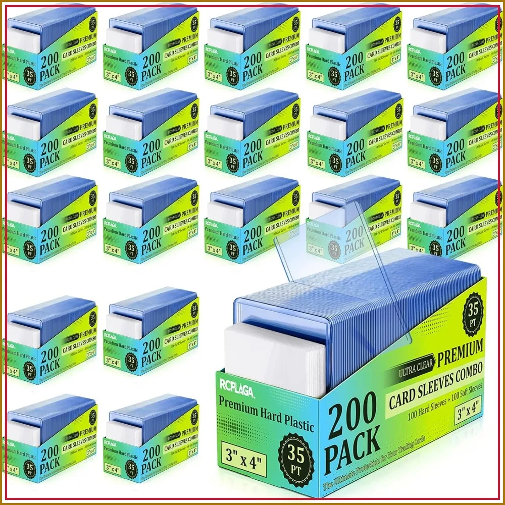 4000 Card Sleeves Hard Plastic 3x4 Trading Card Holder 35PT