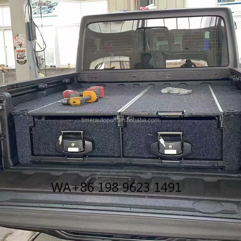 Heavy Duty Lockable Twin Cargo Storage Toolbox Drawers with Fridge Slider for 4x4  Vehicle Full Size Drawer System