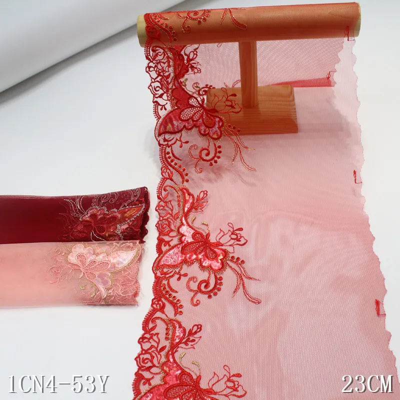 30 Yards Butterfly Embroidery Lace Trim Pink Red DIY Craft Sewing Supplies Skirt Hem Decoration Accessory Bjd Underware