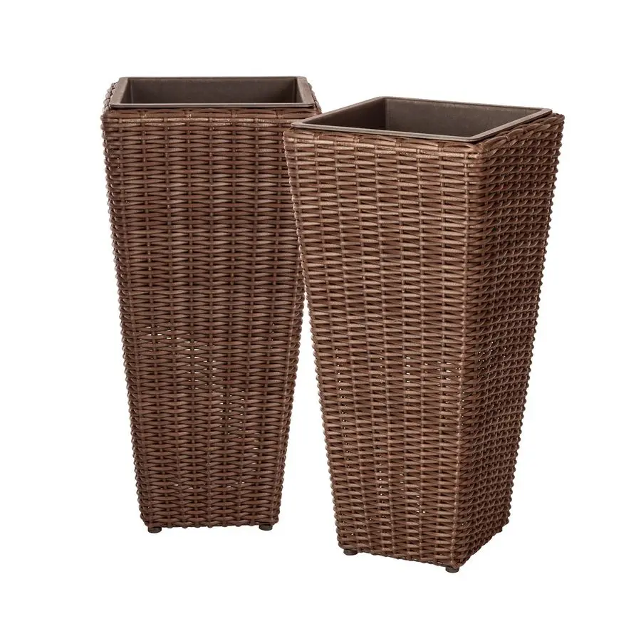 

Balkene Home 62501 Alto Wicker AllWeather Planter Set with Liners Tall Plant Decor Box for Outdoors Patio Herb Garden Furnishin