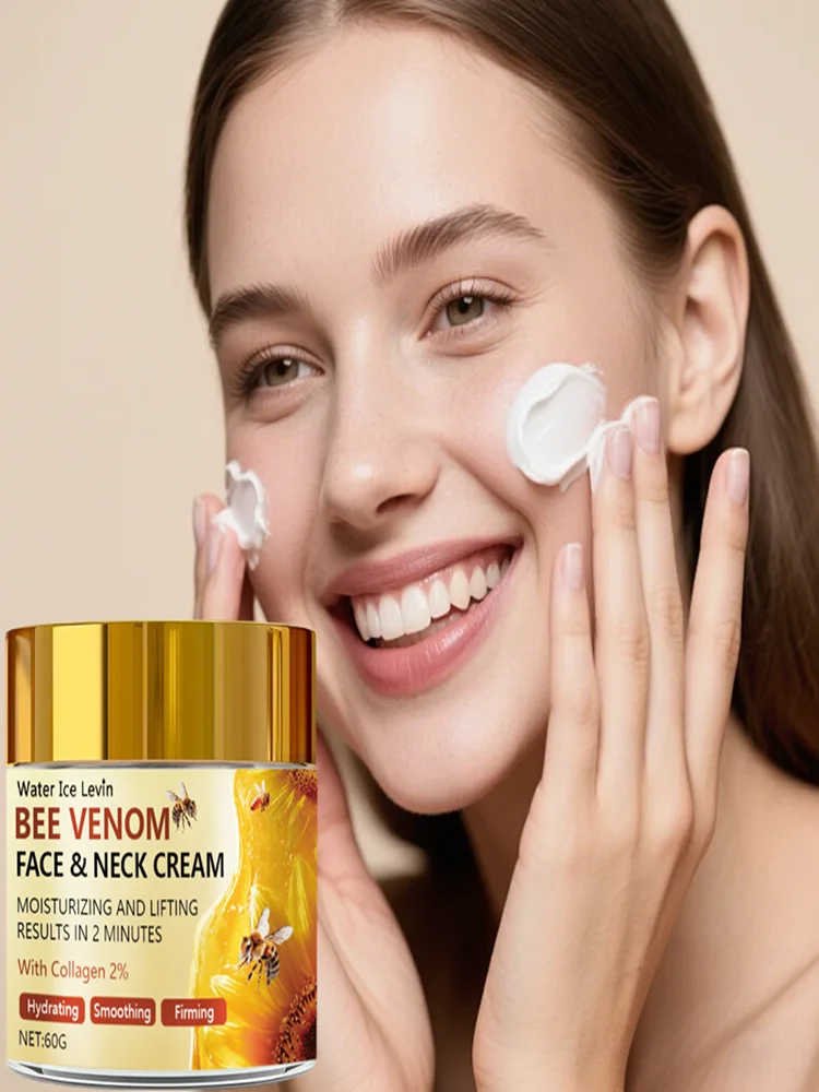 La crème liftante au venin d'abeille contient l'acide hyaluronique et la vitamine E - raffermissant, liftant et hydratant, formule sans alcool, tube lumineux, convient à toutes les couleurs de la peau