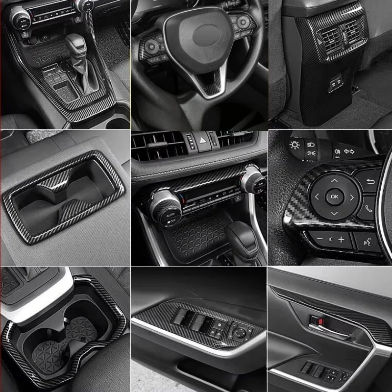 

Car Interior Peach Wood Decoration Instrument Console Gear Water Cup Cover Air Vent Accessories For Toyota RAV4 XA50 2019-2023