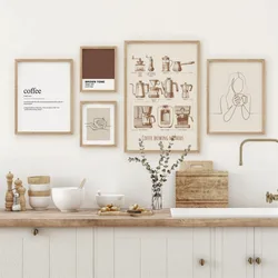 Minimal Line Women Drinking Coffee Methods Nordic Posters and Prints Canvas Printing Wall Art Picture for Kitchen Cafe Bar Decor
